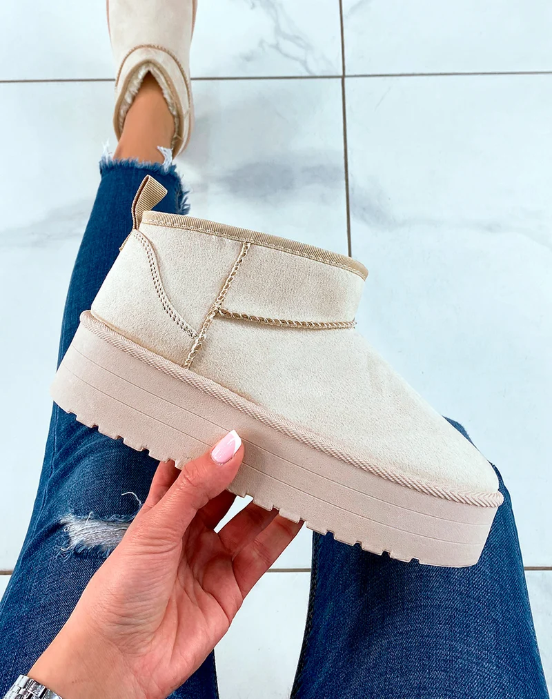 BOTTINES ? PLATEFORME FOURR?ES EN FAUSSES FOURRURES