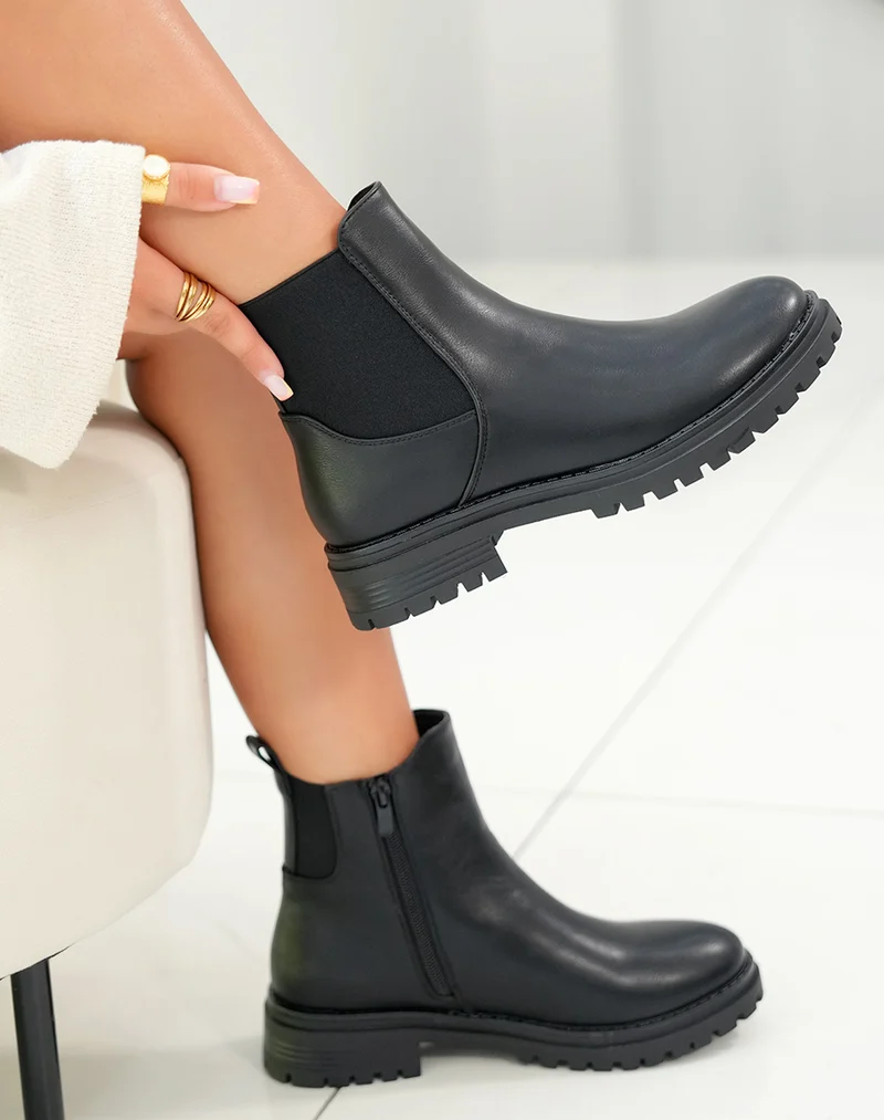 Bottines noires style chelsea pour femme