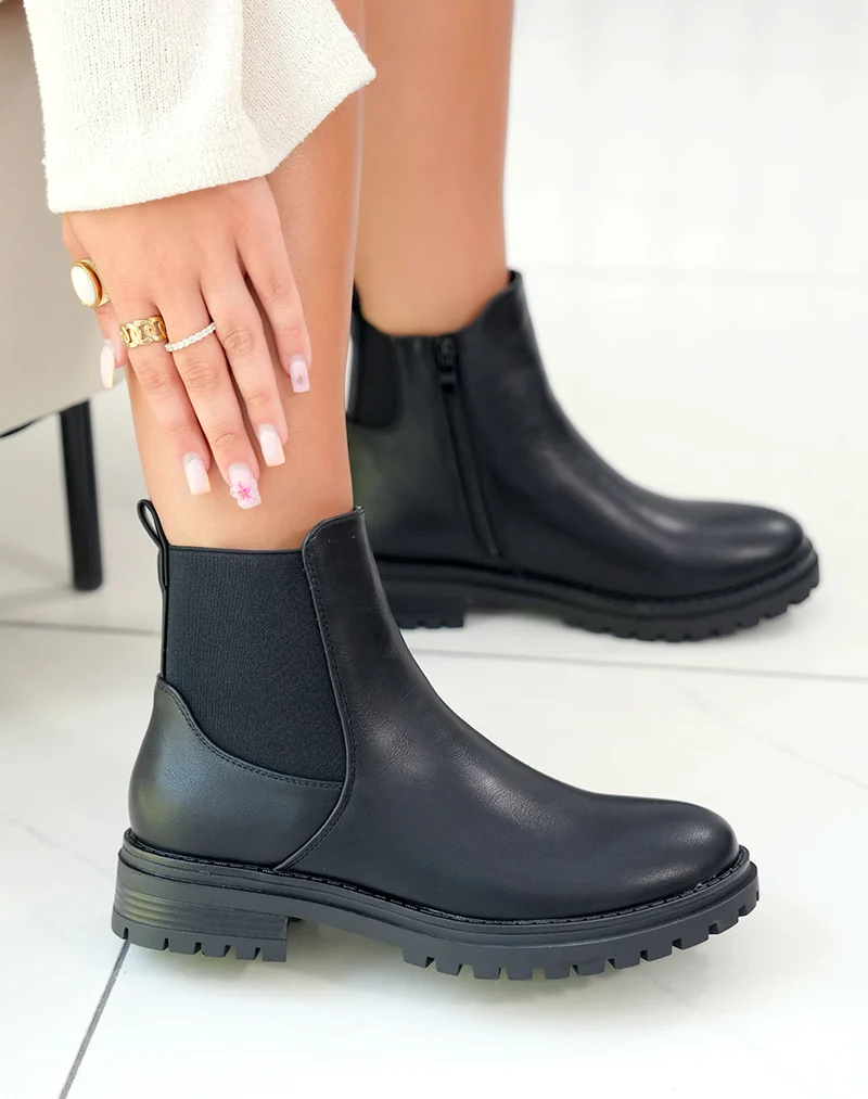 Bottines noires style chelsea pour femme