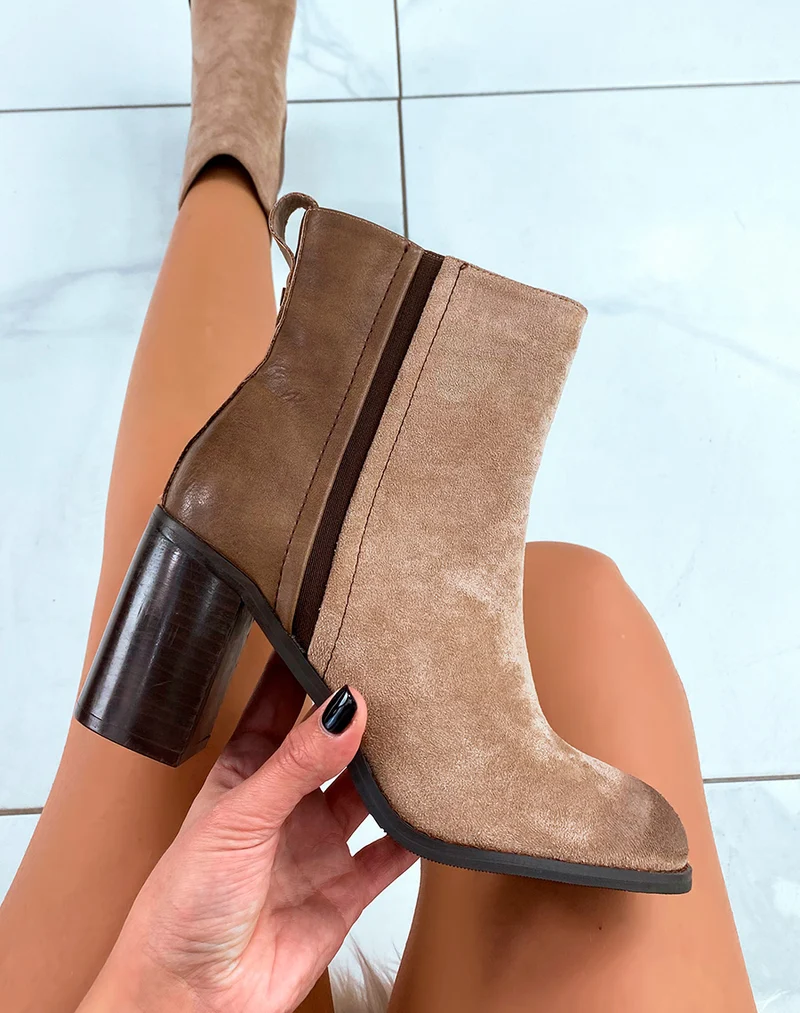 Bottines Taupe en Suédine pour Femme - Élégance Accessible et Confortable