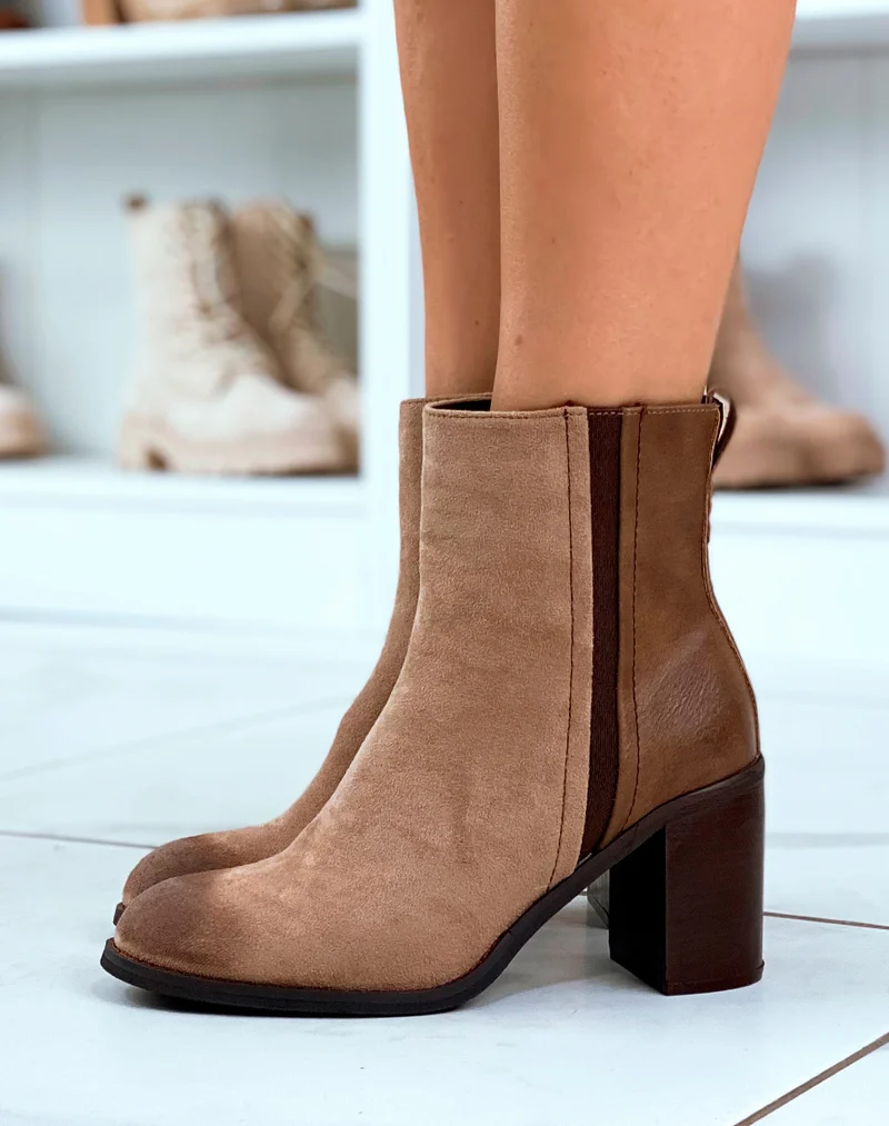 Bottines Taupe en Suédine pour Femme - Élégance Accessible et Confortable