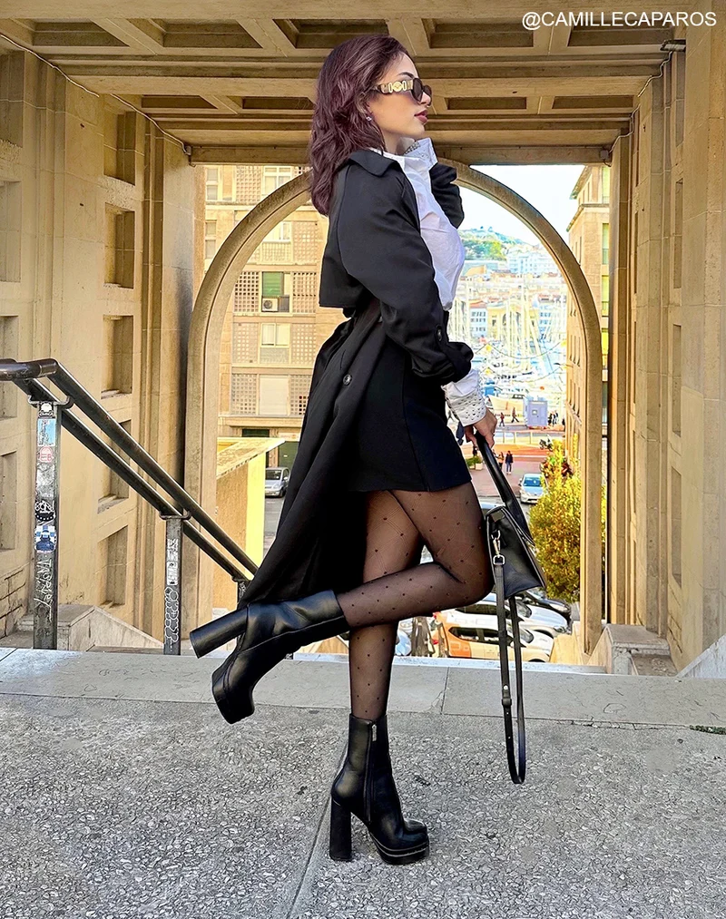 Bottines Noires Glamour à Talon Haut et Plateforme - Élégance à Son Apogée