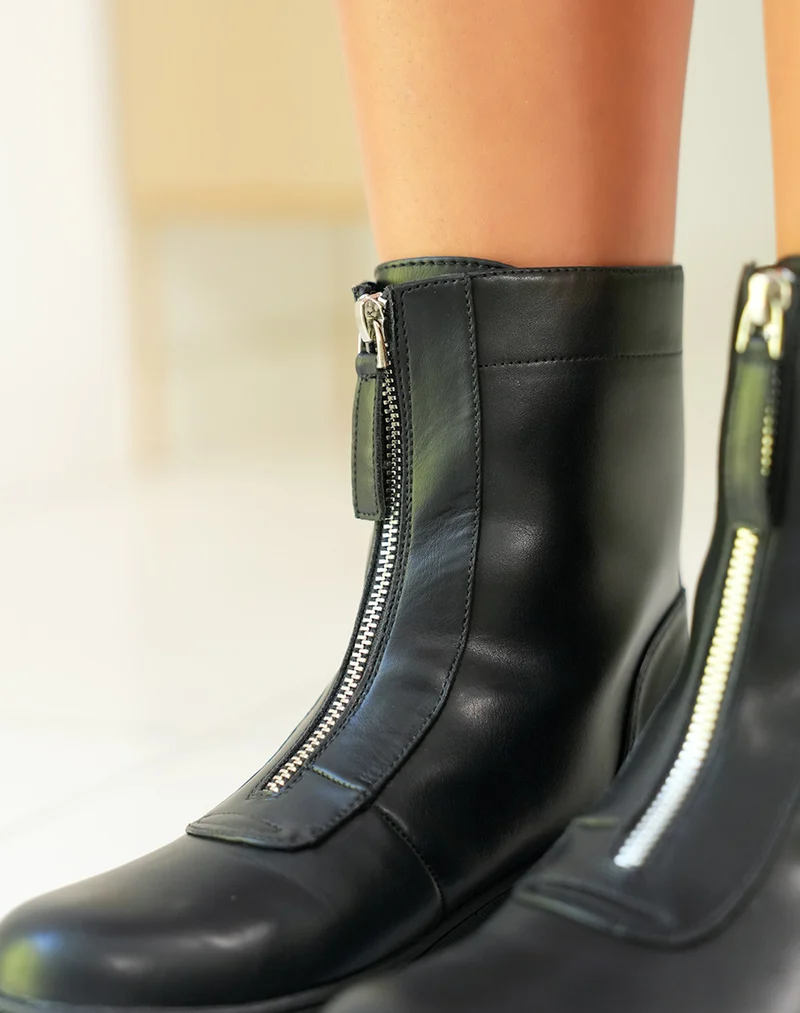 Bottines Noires Montantes Avec Zip