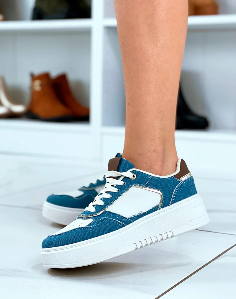 Baskets tendance en jean à plateforme pour femme