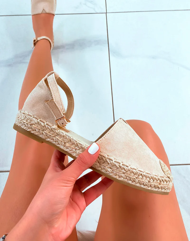 Espadrilles en suédine beige avec foulard