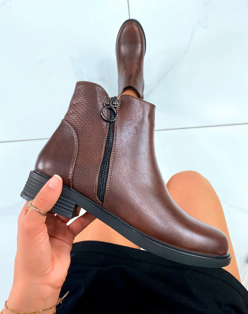 Séduction Chocolat : Bottines Bi-Matière pour femme