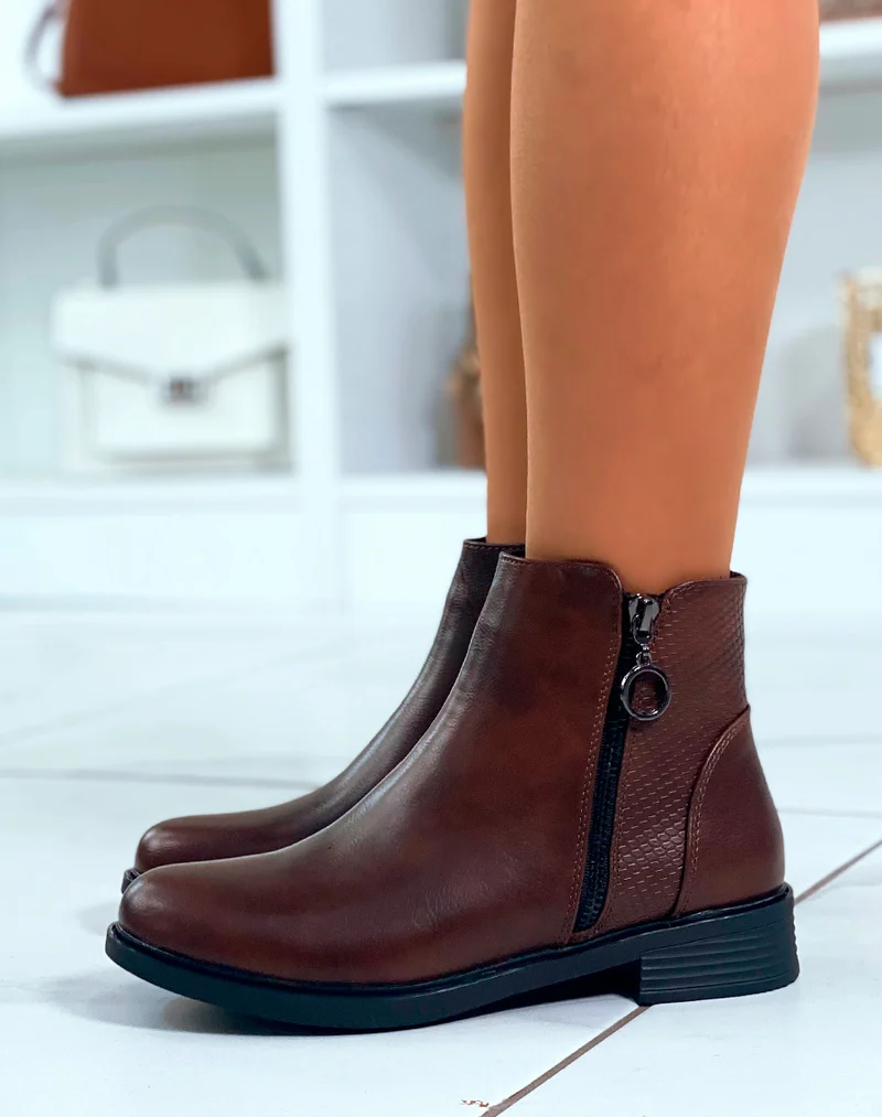 Séduction Chocolat : Bottines Bi-Matière pour femme