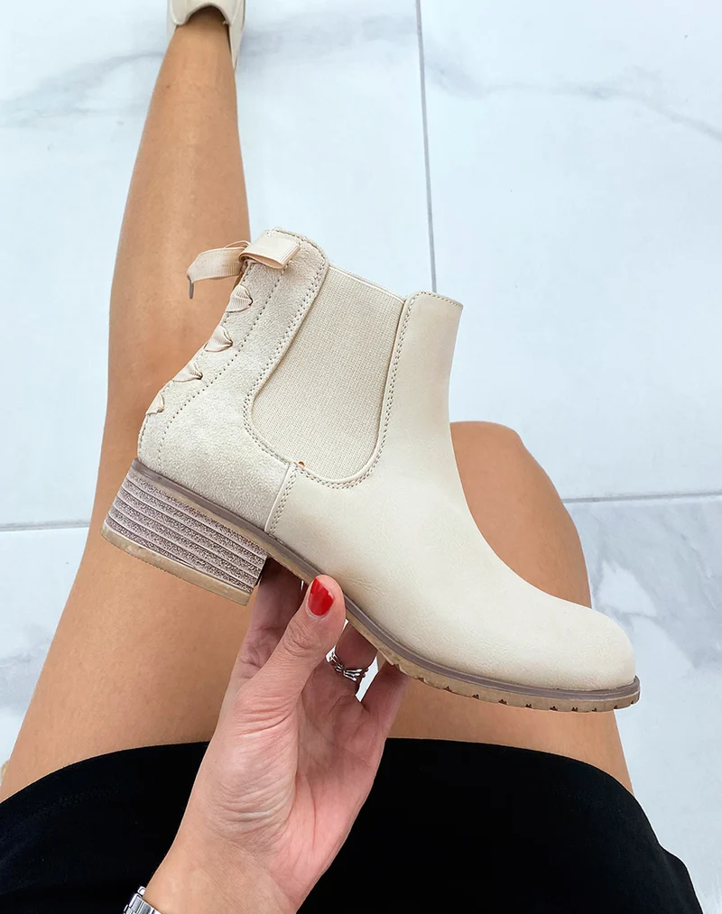 Chelsea boots beiges à noeud