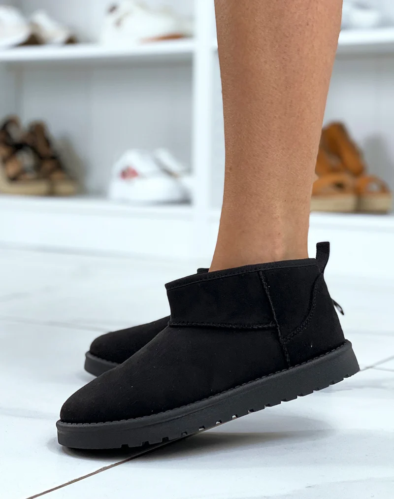 Bottines noires fourrées en suédine