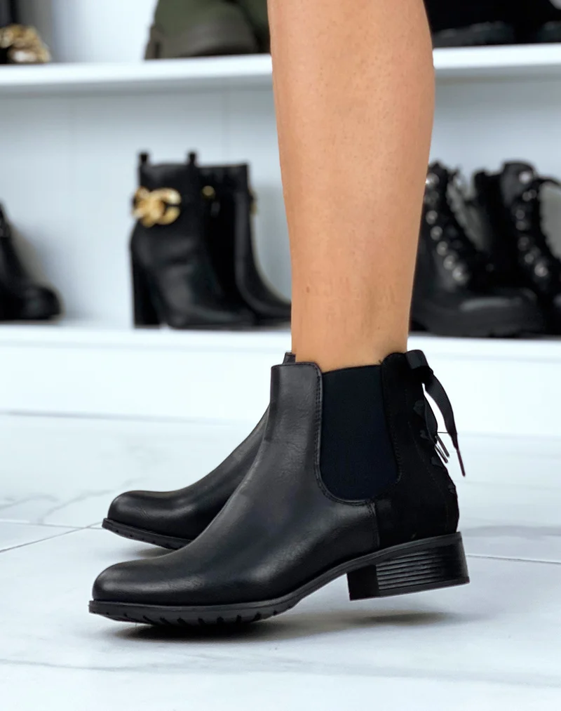Chelsea boots noires à noeud