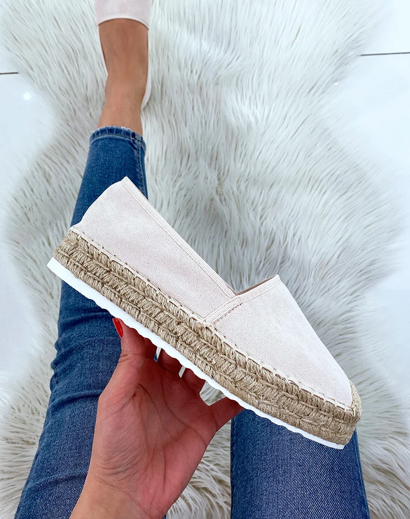 Espadrilles en jute et en suédine beige