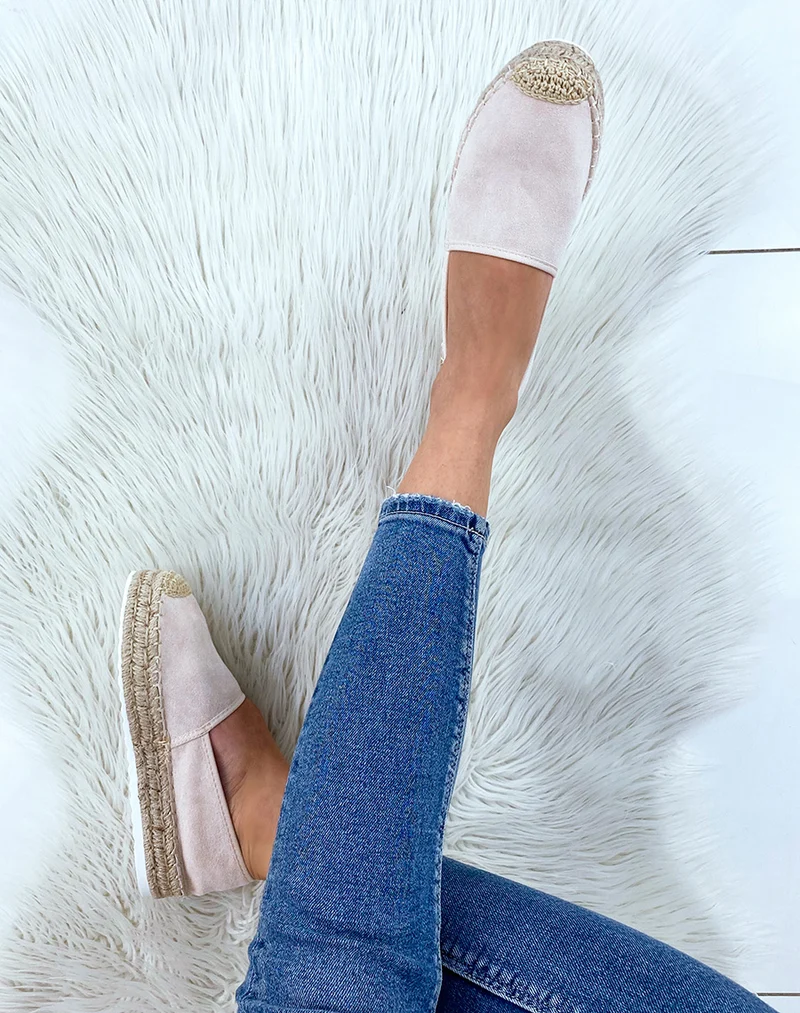 Espadrilles en jute et en suédine beige