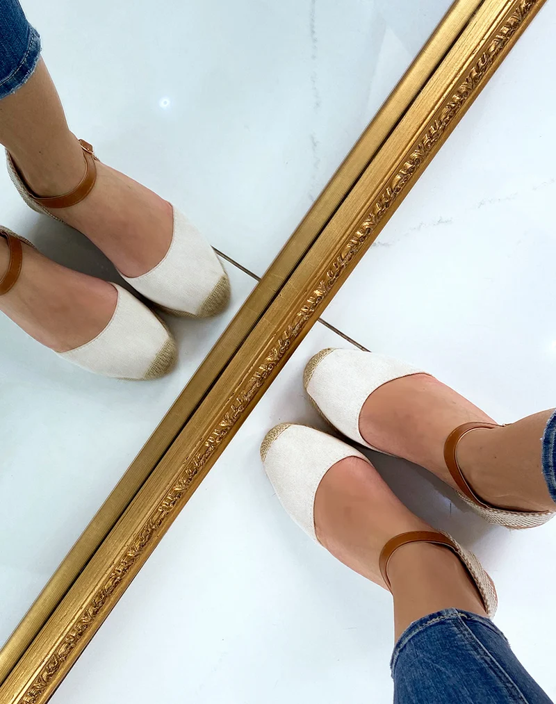 Compensée beige façon espadrille