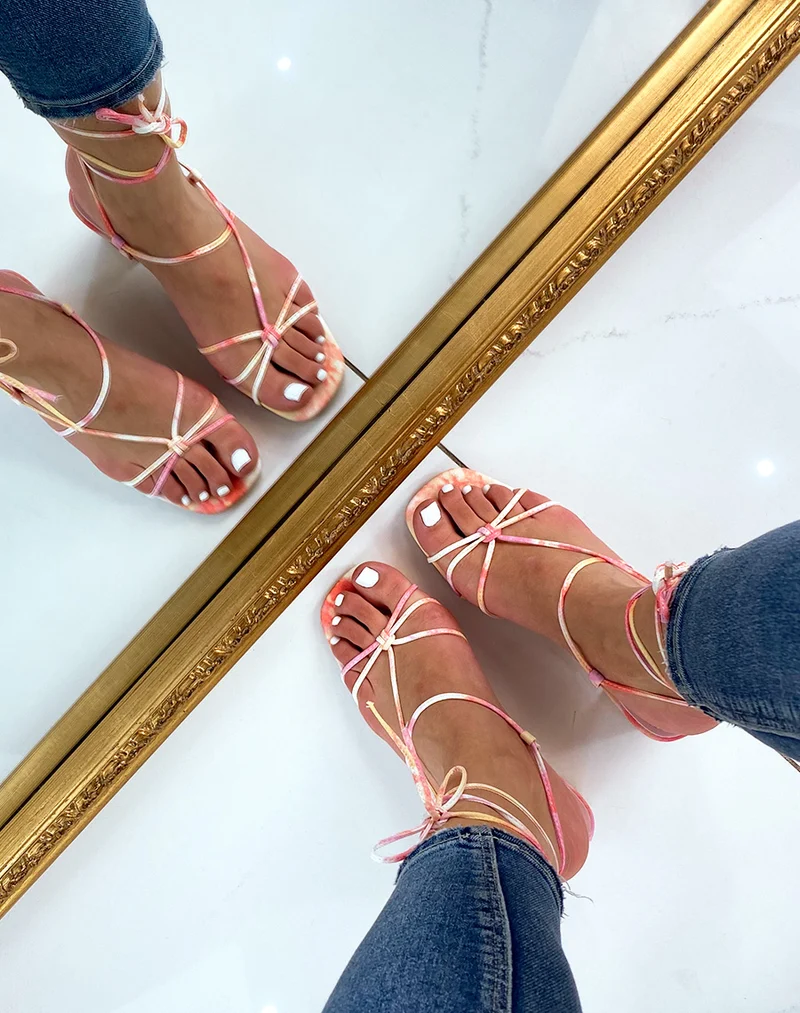 Sandale rose tie and dye à talon