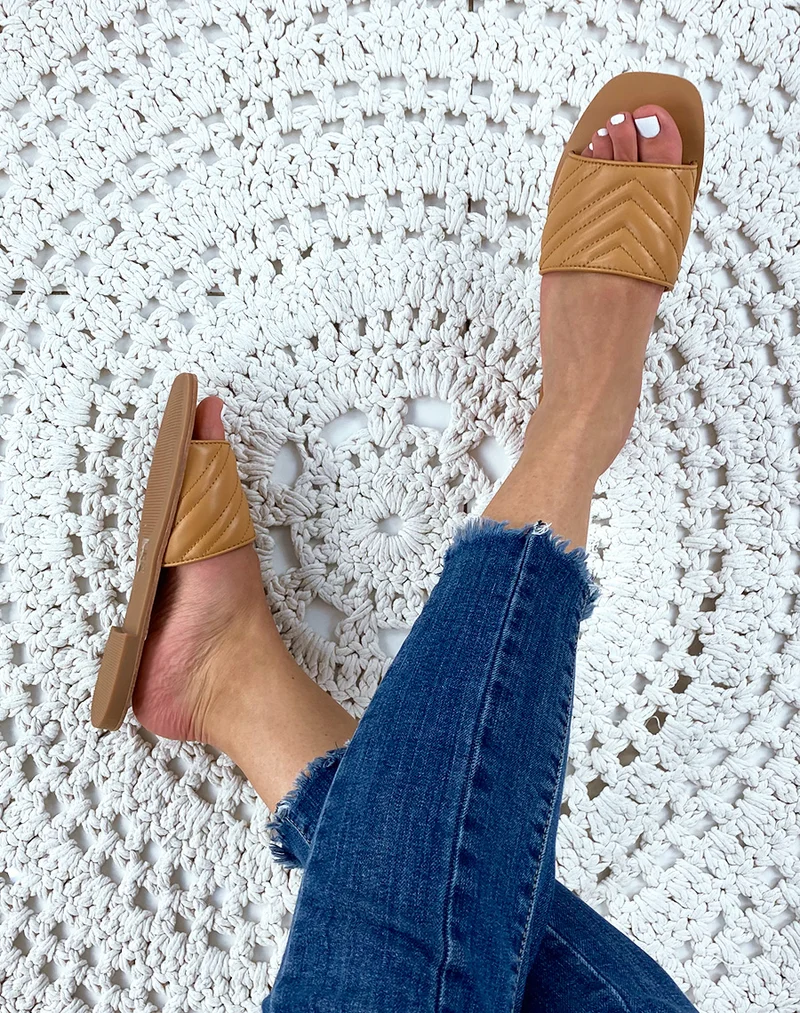 Mule en simili cuir camel