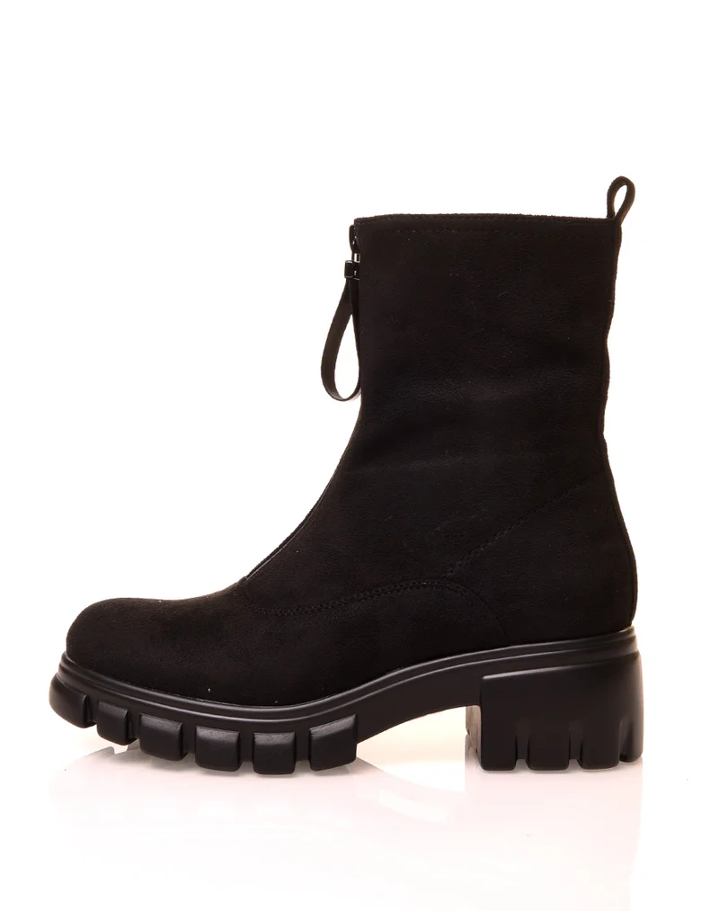 Bottines noires montantes en suédine