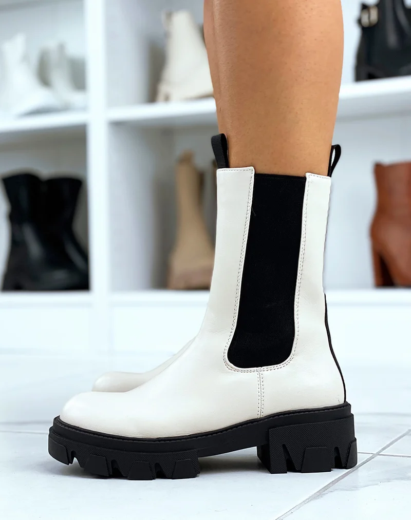 Bottines hautes beiges