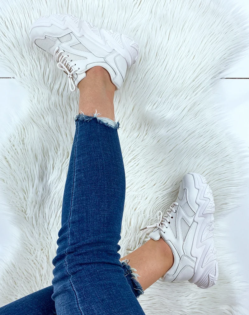 Baskets beiges à plateforme oversize