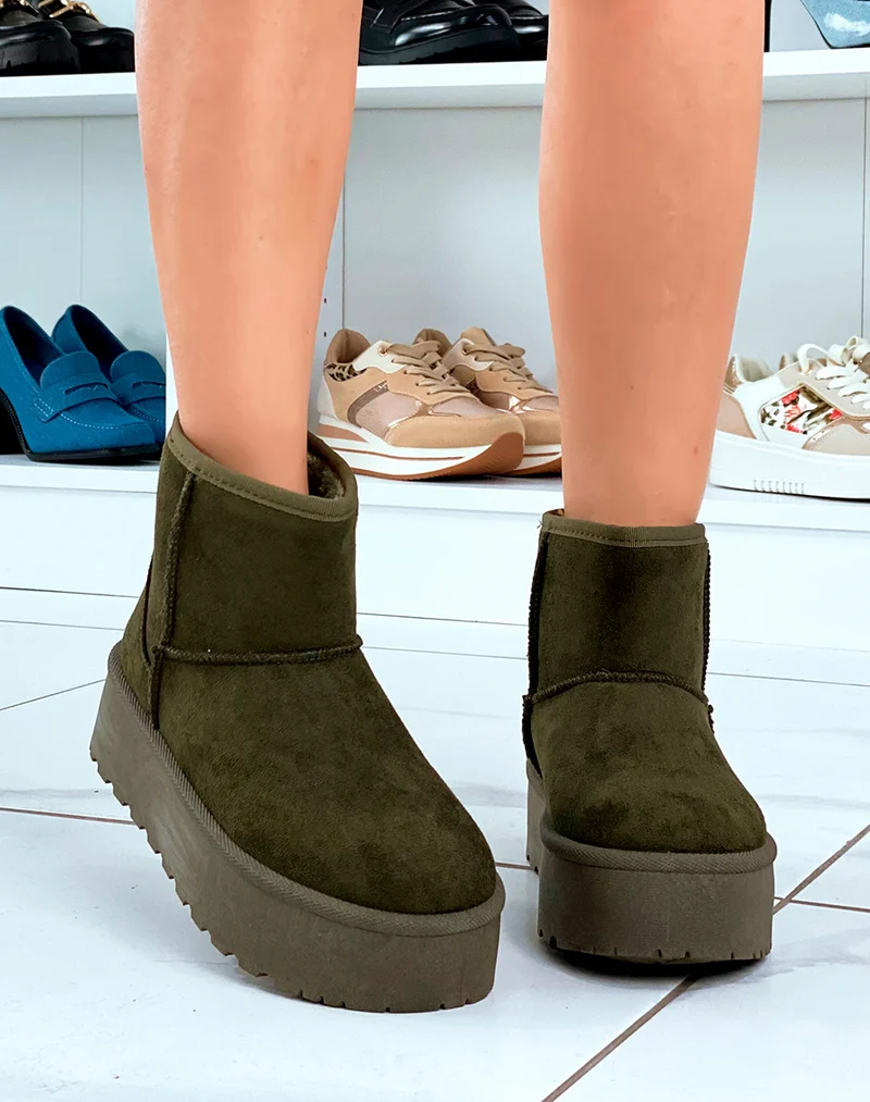 Bottines femme vertes mi-hautes le charme hivernal