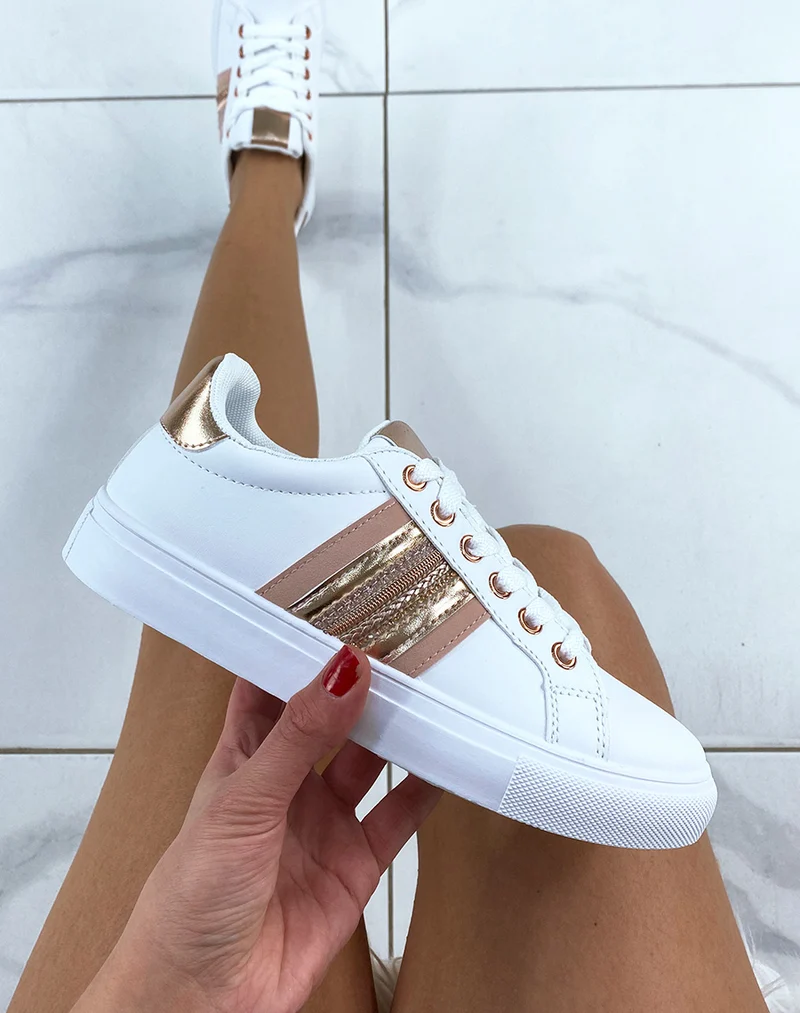 Baskets blanches et rosegold