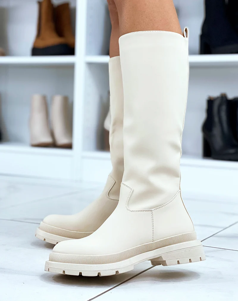 Bottes beiges effet mat