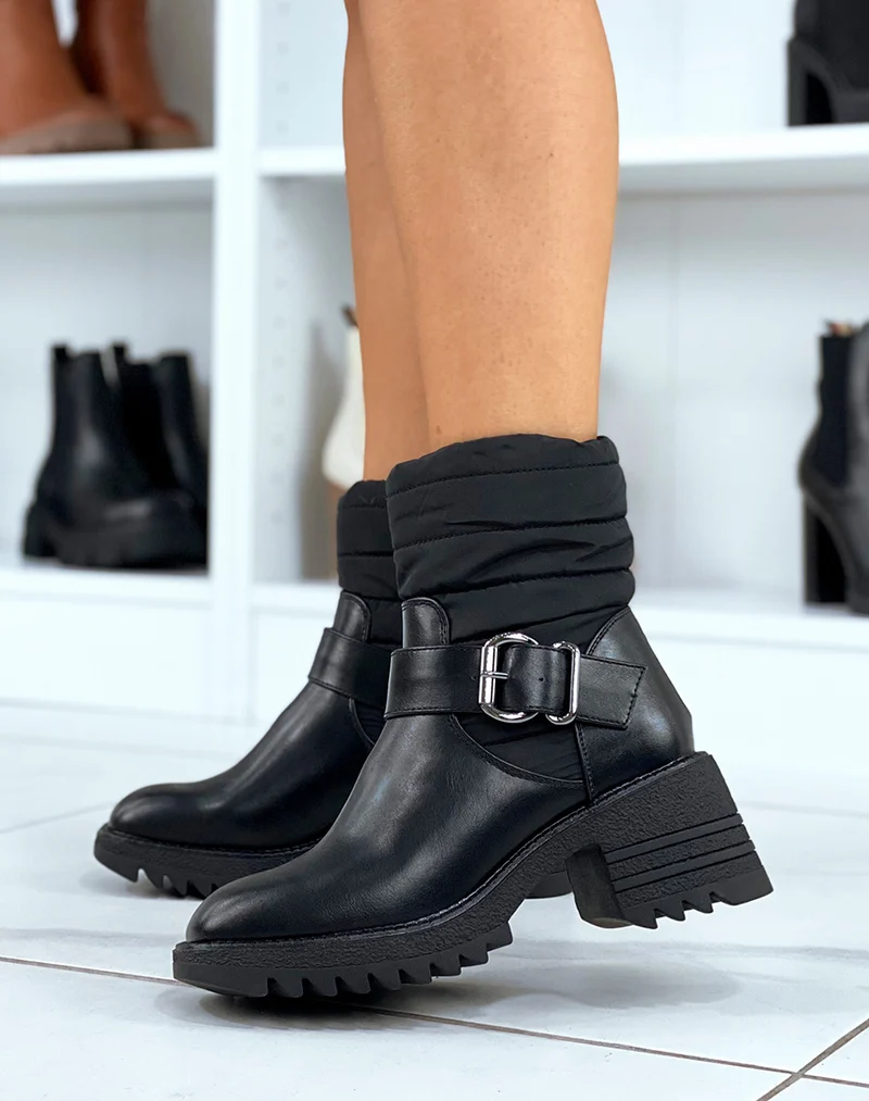 Bottines noires avec effet matelassé