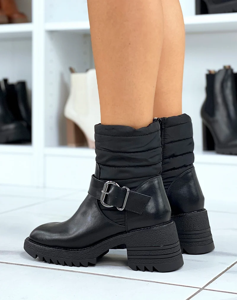 Bottines noires avec effet matelassé