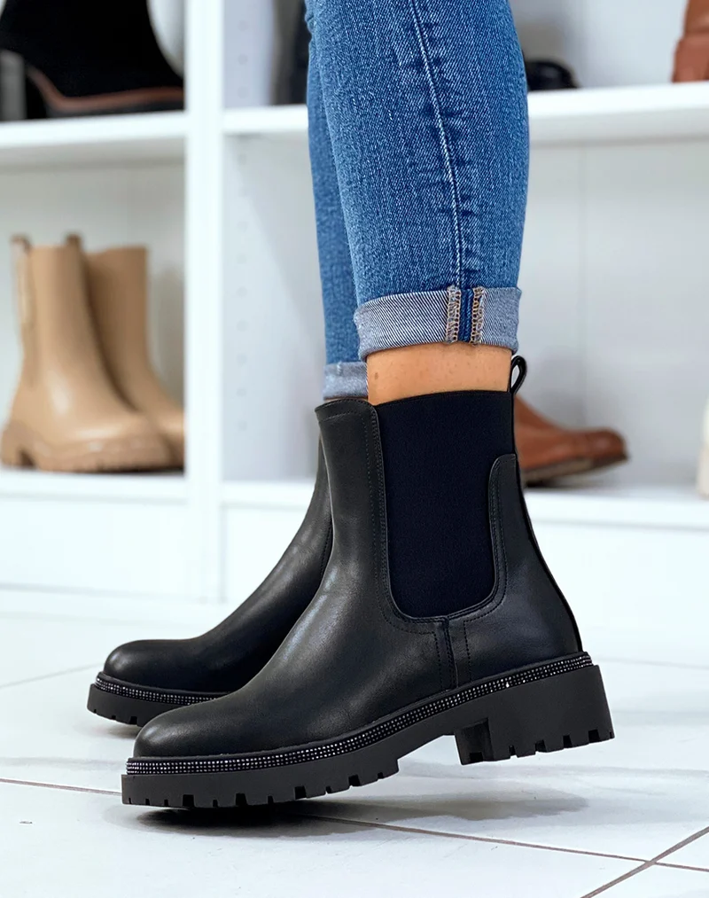 Bottines noires style chelsea boot avec élastique