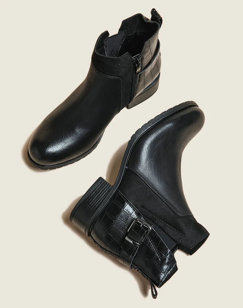 Bottines noires basses à triple matières