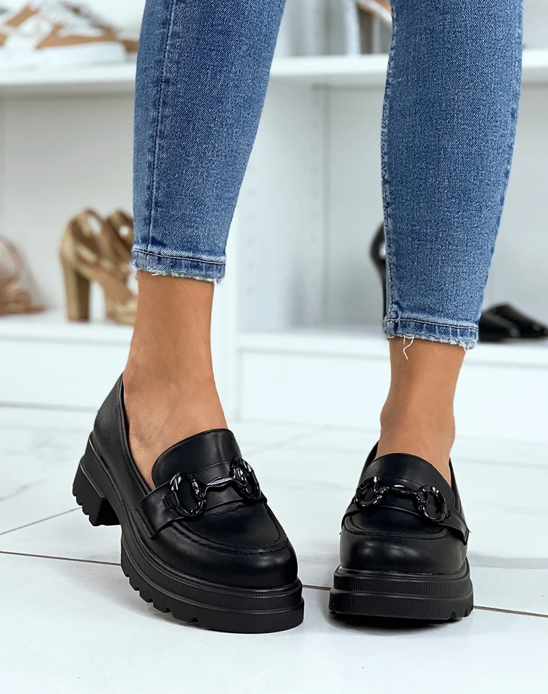 Mocassins noirs à grosse plateforme
