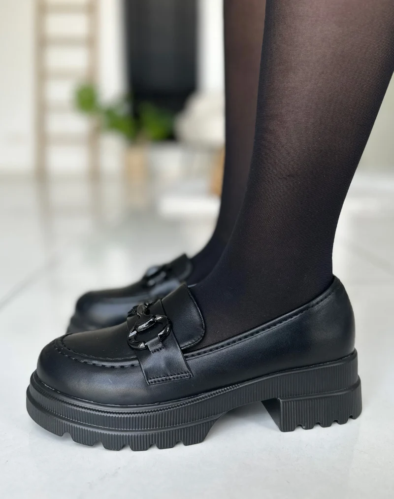 Mocassins noirs à grosse plateforme