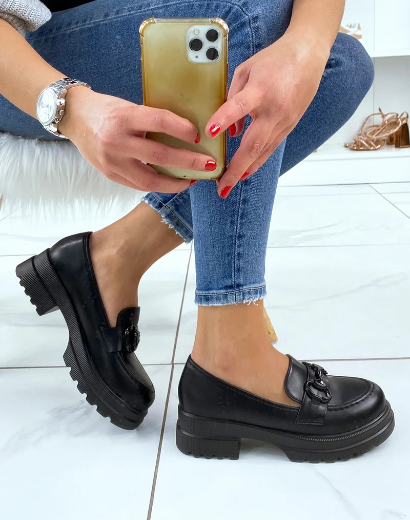 Mocassins noirs à grosse plateforme