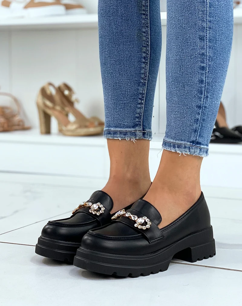 Mocassins noirs et à strass