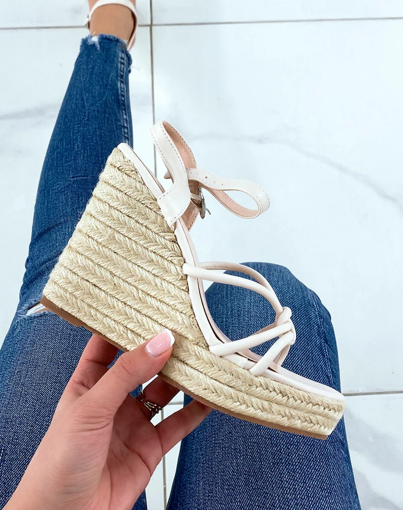 Compensées beiges à talon en jute