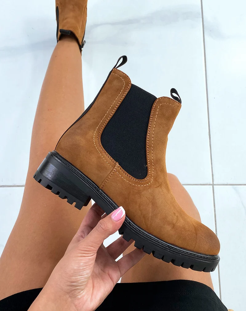 Bottines noires style chelsea de matière texturée