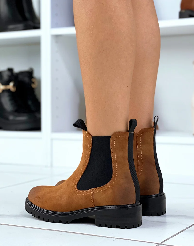 Bottines noires style chelsea de matière texturée