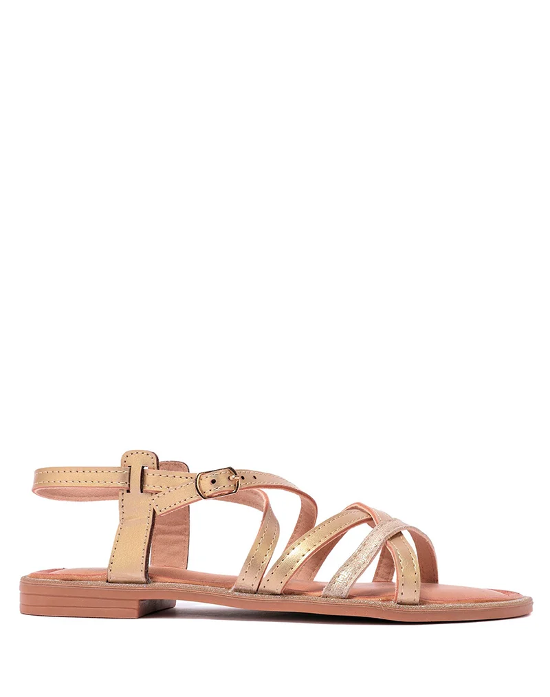 Nu-pieds dorés à bride lisses satinées et pailletées
