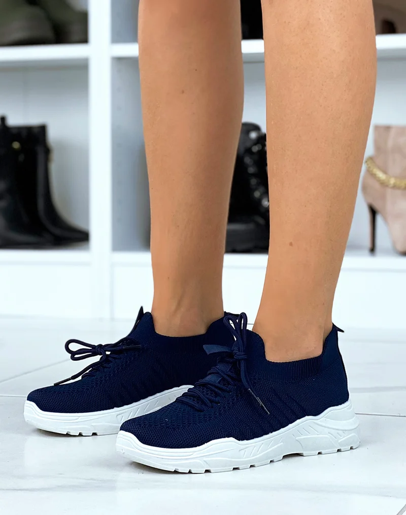 Baskets marine souples effet chaussette