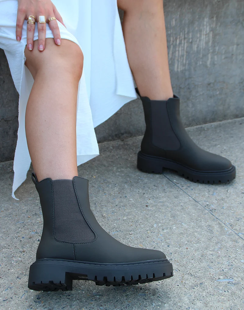 Bottines kakis style chelsea à bout carré