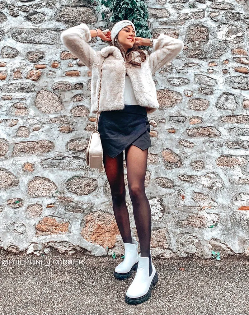 Chelsea boots blanches en similicuir