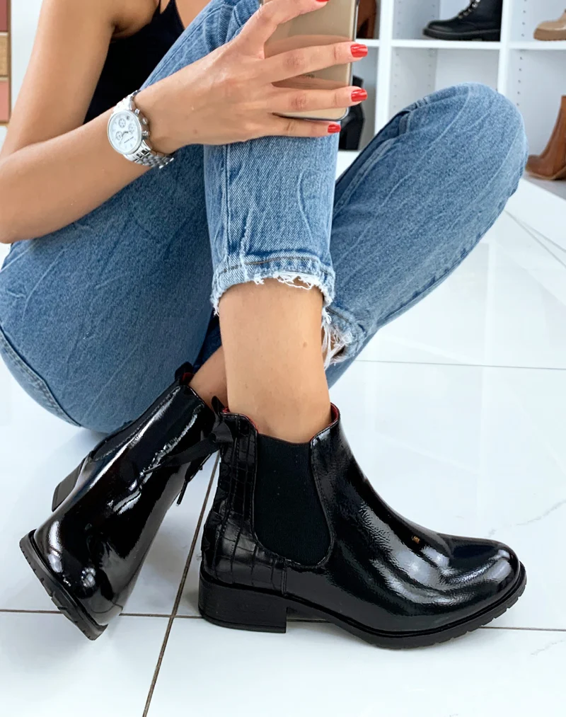 Bottines basses vernies noires