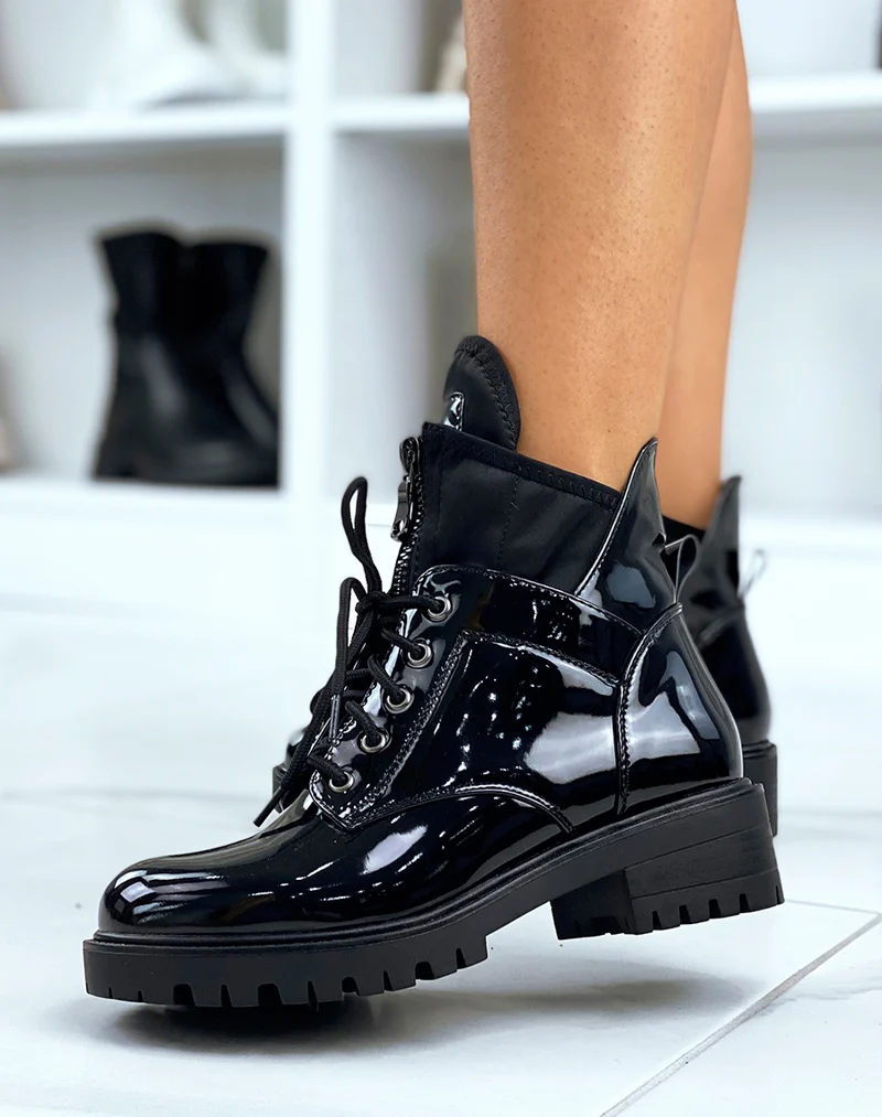 Bottines vernies noires montantes
