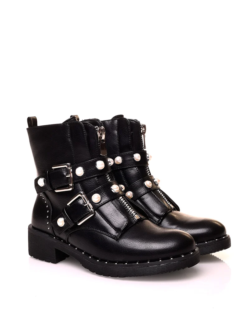 Bottine noire à perles