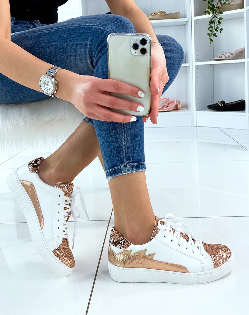 Basket rose gold à empiècements
