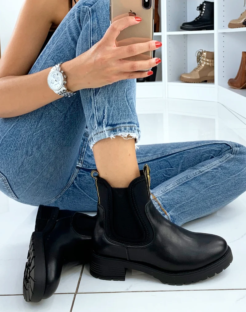 Bottines noires bi-matière néoprène