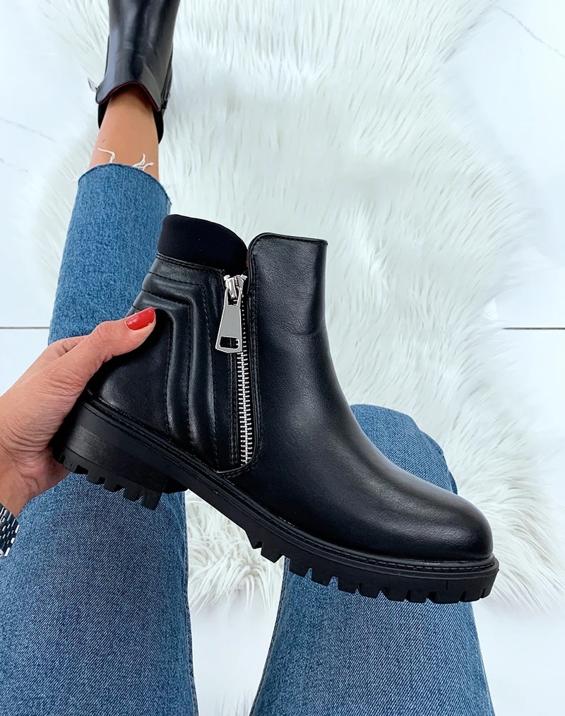 Bottines noires à fourrure