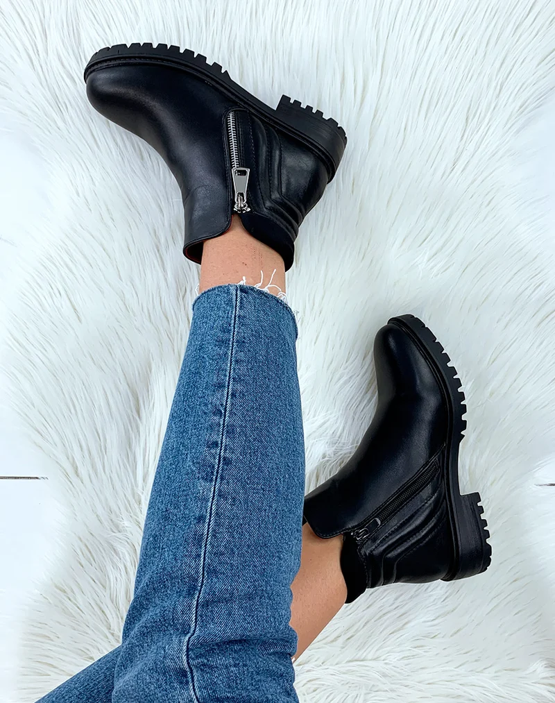 Bottines noires à fourrure