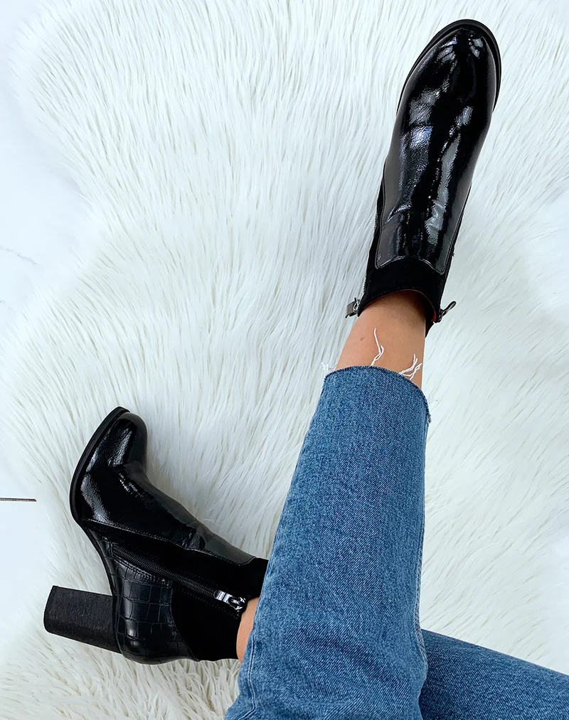 Bottines vernies noires à talon