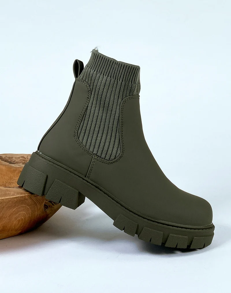 Bottines kaki effet chaussette
