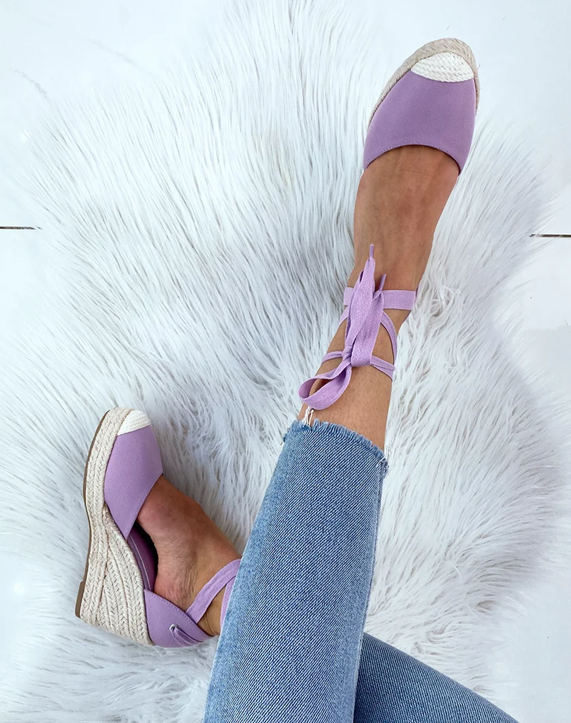 Espadrille à talon compensé violette